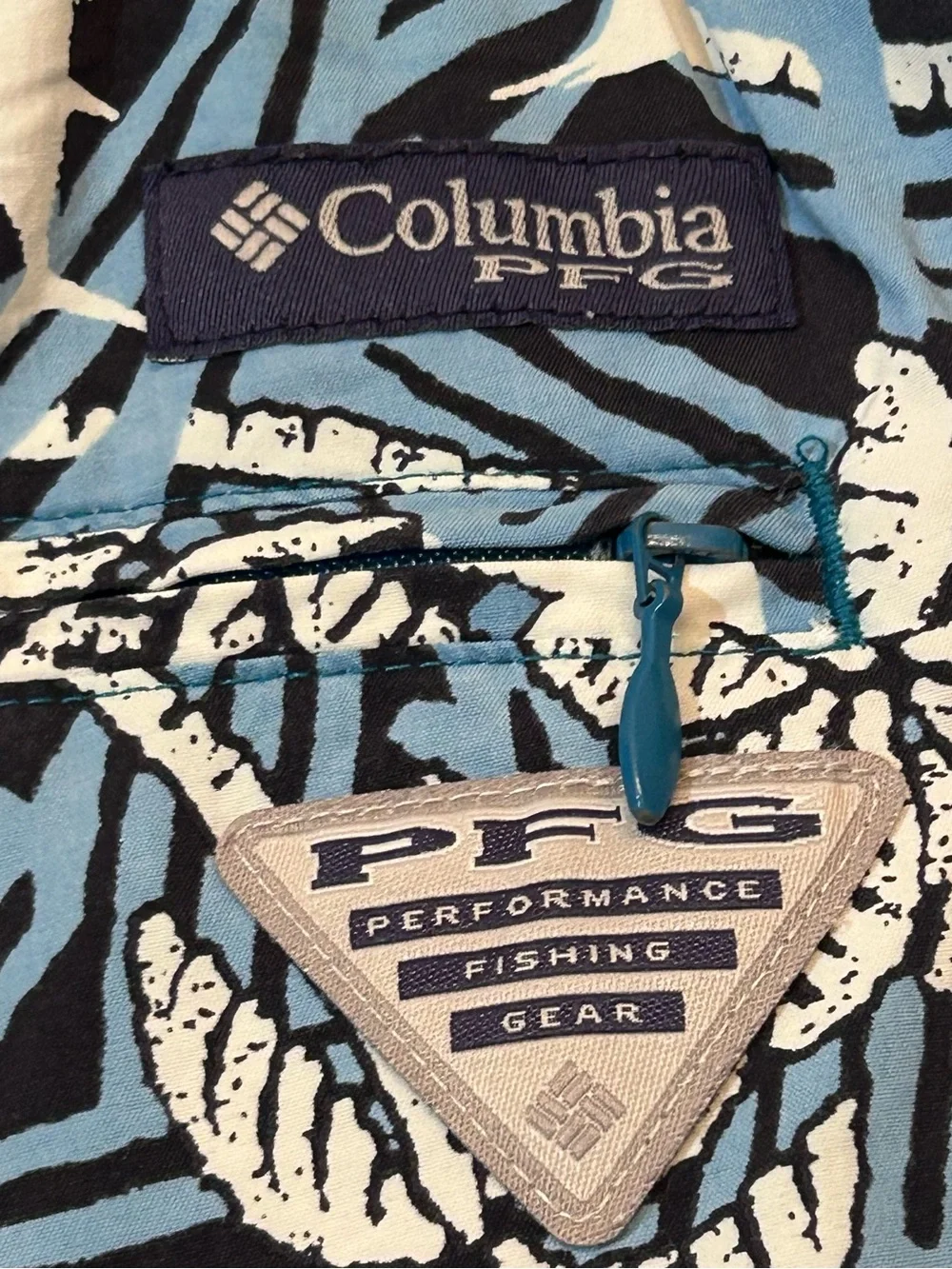 Columbia Blue Floral Men’s Elastic-Waist Swim Shorts Size XL